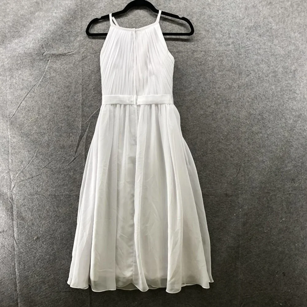 Light In The‎ Box Girls Size 7 White Formal Gown Chiffon Sleeveless Pleated